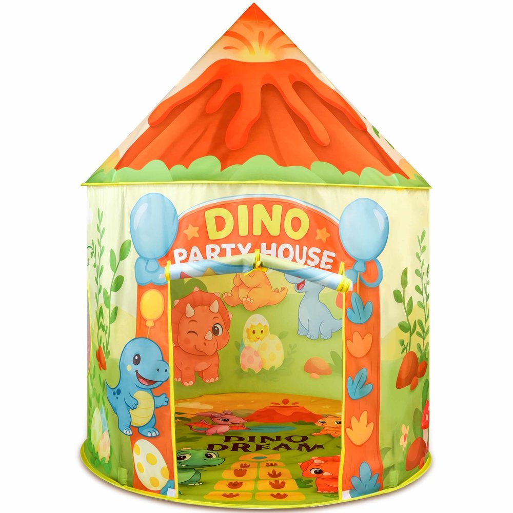 Amplov LED Dinosaur Play Tent for Kids, 53"  41" Light Up Pop Up Indoor/Outdoor Playhouse Fort with Carrying Bag, Foldable Dino Pretend Play Tent for Toddlers Ages 35, Ideal Gift for Ages 39
