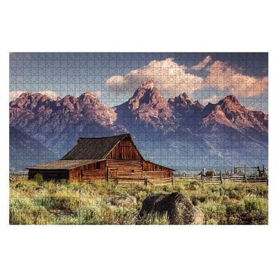 Jigsaw Puzzles 1000 Pieces for Adult Moulton Barn Tetons Morning Light Puzzle Game for Family Wooden Puzzle Toy Educational Games Puzzles for Home Decor