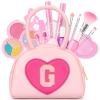 Kids Washable Makeup Kits for Little Girls - 18 Pcs Toddler Non Toxic Real Make Up Set with Lipstick - Easter Basket Stuffers for 3 4 5 6 7 8 9 10 Years Old Pink Initial Heart Purse Birthday Toys - G view 1