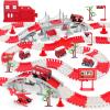 BEMITON Race Track Playset for Kids - Flexible DIY Car Track Toy, Educational Birthday Gift for Boys Ages 3 4 5 6 7, 330+ PCS Building Kit with Fire Trucks view 1
