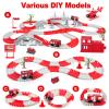 BEMITON Race Track Playset for Kids - Flexible DIY Car Track Toy, Educational Birthday Gift for Boys Ages 3 4 5 6 7, 330+ PCS Building Kit with Fire Trucks view 4