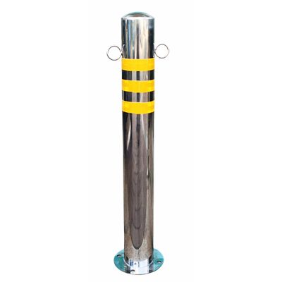 Stainless Steel Bollard - 60/75/100cm Driveway Barrier Posts with High-Visibility Reflective Strips((1pcs)/3.5 * 23.6in)