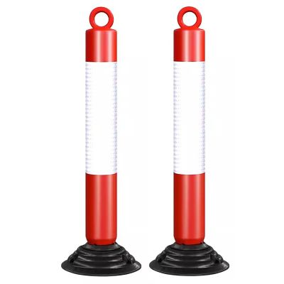 80cm Tall Reflective Traffic Cones - Durable PU Parking Bollards for Driveway and Construction Zones(White+red,2 pack)
