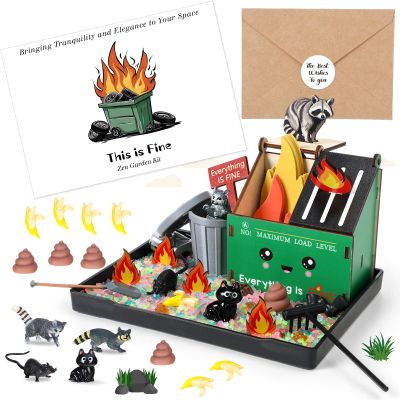 Halloscume 238 Pcs Valentines Funny Gifts Dumpster Flame Zen Garden for Desk 8" Mini Zen Garden Kit Sand Tray Therapy Kit Mini Dumpster Decor Novelty Gift for Office Work Stress Relief