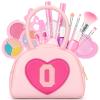 Kids Washable Makeup Kits for Little Girls - 18 Pcs Toddler Non Toxic Real Make Up Set with Lipstick - Valentines Day Gifts for 3 4 5 6 7 8 9 10 Years Old Pink Initial Heart Purse Birthday Toys - O view 1