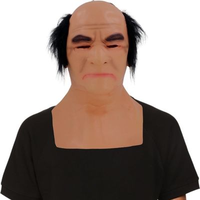 Mqhxellw Funny Latex Head Cover Mask for Bald male uncle with Makeup, Party Prop for Halloween Costume Party Show