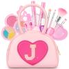 Kids Washable Makeup Kits for Little Girls - 18 Pcs Toddler Non Toxic Real Make Up Set with Lipstick - Valentines Day Gifts for 3 4 5 6 7 8 9 10 Years Old Pink Initial Heart Purse Birthday Toys - J view 1