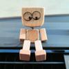 Christmas Shaking Wooden Man Figurine, Charming Little Wooden Figure That Sways with 12PCS Magnetic Expressions, Handmade Wood Shake Auto Ornament, Funny Car Dashboard Accessories view 2