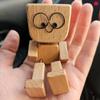 Christmas Shaking Wooden Man Figurine, Charming Little Wooden Figure That Sways with 12PCS Magnetic Expressions, Handmade Wood Shake Auto Ornament, Funny Car Dashboard Accessories view 3