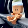 Christmas Shaking Wooden Man Figurine, Charming Little Wooden Figure That Sways with 12PCS Magnetic Expressions, Handmade Wood Shake Auto Ornament, Funny Car Dashboard Accessories view 4