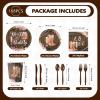 168Pcs Boots and Bubbly Bridal Shower Party Decorations Rustic Brown Wood Plates and Napkins Sets Golden Champagne Engagement Decorations for Wedding Bride To Be Bachelorette Party Supplies Serves 24 view 2
