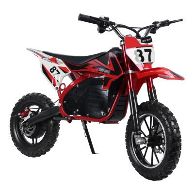 36V 500W Powerful Kids Electric Dirt Bike for Teens, 25KM/H High Speed Off-Road Mini Motorcycle with Disc Brake & Shock Absorber, Electric Motorcycle for Children, 220LBS Load (Red Black)