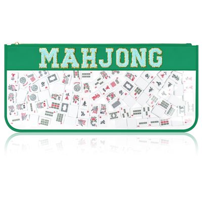 BuyCard Empty Mahjong Tiles, Zippered Case for American Mahjong Set, Mahjong Gift Accessories Organizer, Card Holder Bouch (Case Only) Green