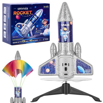 VisionX Kids Rocket Launcher Toy, 2nd Gen Improved Design, Launch Up to 200ft, Auto-Launch Rocket Toy with Parachute, Outdoor Toys for Kids 5-13, for Boys & Girl, Gray