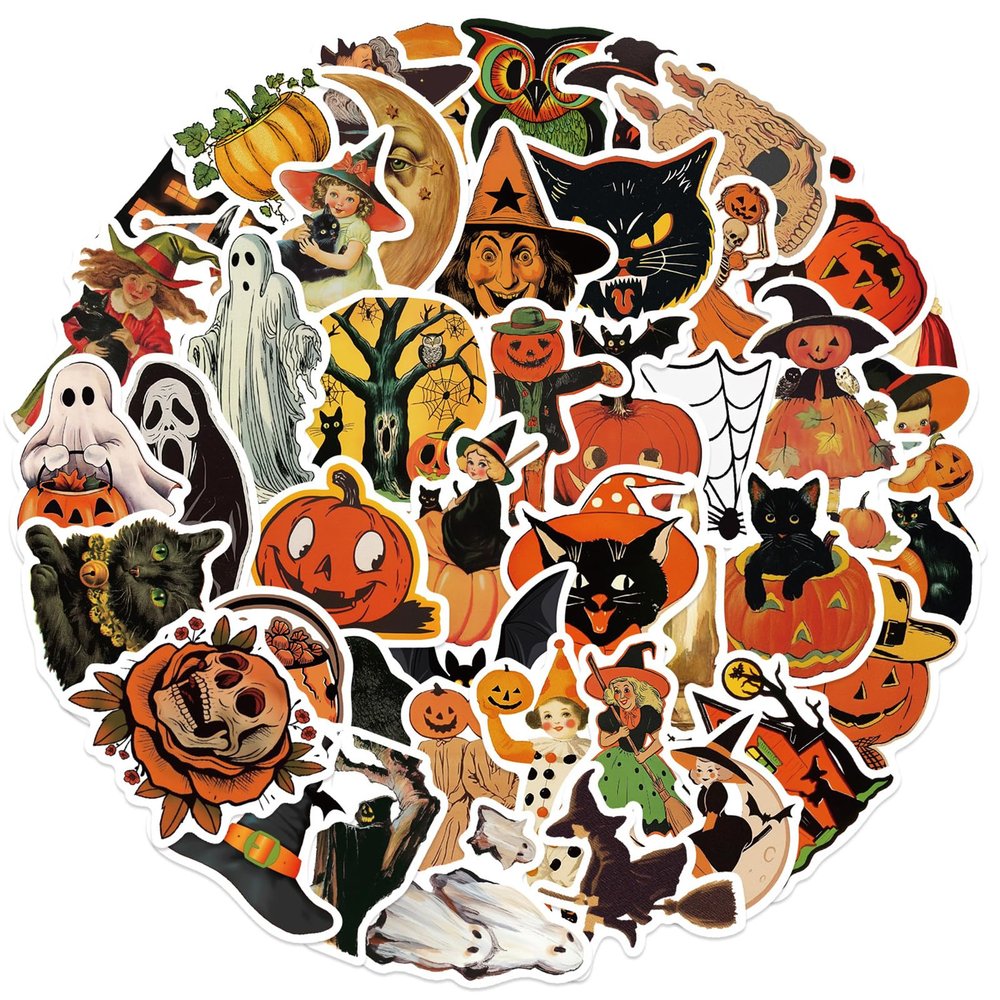 100PCS Halloween Stickers,Cool Ghost Decorative Sticker for Halloween Party Favor Decor for Water Bottles,Laptop,Luggage Phone, Vinyl Waterproof Decals Kids Sticker (Halloween Sticker)