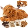 5PC Highland Cow Stuffed Animals with Babies Inside, 1 Mommy Highland Cow Plush & 4 Surprise Babies, Cute Soft Plush Toy for Kid Boy Girl Age 3-8, Gifts Ideal for Birthday, Christmas Imaginative Play view 1