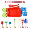 2 Pcs Kids Wheelbarrow Set with 7 Pcs Gardening Tools for Kids Toddlers, Small Plastic Wheelbarrow with Shovels for Toddlers, Garden Cart on Wheels for Boys Girls Outdoor Digging Play, Aged 3+ Years view 4