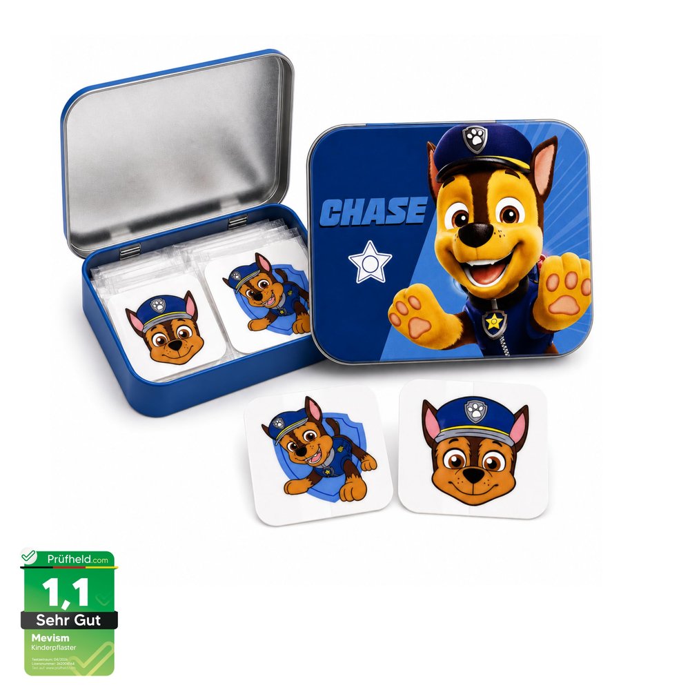 Paw Patrol Kids Bandages Licensed Product Metal Case with 24 Bandages Cute Design Storage Box for Children Portable First Aid Kit for Backpack & Purse