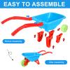 3 PCS Kids Wheelbarrow with 3 PCS Kids Toddlers Shovels for Gardening Digging, Small Plastic Wheelbarrow for Toddlers, Garden Cart on Wheels for Girls Boys Outdoor Digging Play Over Aged 3 Years Old view 3