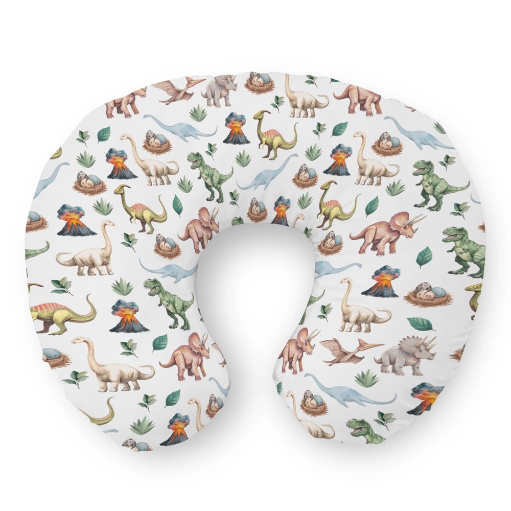 Watercolor Dinosaurs Nursing Pillow Covers Dino Eggs Leaves Volcano Adventure Stretchy Soft Nursing Cover for Breastfeeding Pillow Jungle Animal Pillow Slipcover for Baby Girls Boys Newborn Nursery