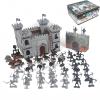 Yoyoom Medieval Castle Knight Toy Soldier Army Men Figurines, DIY Assembly Kit with Detachable Castle, 8 Knights, 8 Horses, 36 Soldiers, Simulated Siege War of Attack view 1