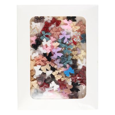 YTaraHub 100Pcs Solid Color Resin Bows - 3D Coquette Ribbon Bowknot Charms for Nail Art, Dollhouse Decor & DIY Crafts, Creamy Matte Flatback Embellishments