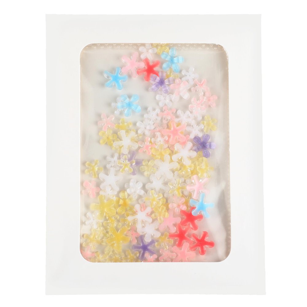 100Pcs 3D Crystal Flower Charms - Translucent Resin Mini Flowers for Miniature Dollhouse, Fairy Garden, Nail Art & DIY Craft Embellishments