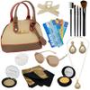 Kiddie Play Toddler Purse Makeup Kit with Accessories for Girls - Pretend Fake Makeup with Sunglasses, Claw Clip, Credit Cards, Scarf and Jewelry for Kids view 1