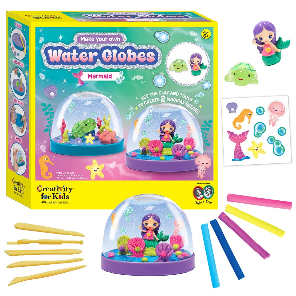 Creativity for Kids Make Your Own Water Globes: Mermaids Kit | Sculpt, Decorate & Shake 2 DIY Snow Globes | Fun Mess-Free Craft Kit | Encourages Imaginative Play & Fine Motor Skills (Ages 6+)