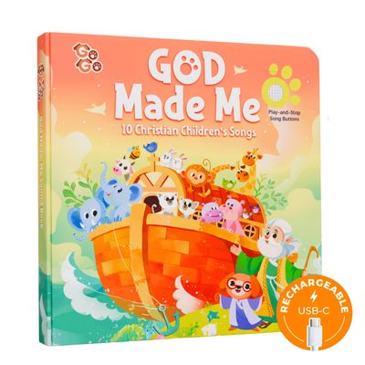 GO GO God Made Me Sound Book, 10 Christian Songs, USB-C Rechargeable, Musical Learning Toy for Toddlers 1-3, Babies 0-2, Preschoolders, Kids 1-6