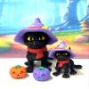 2pcs Cat in a Hat 3D Printed Articulated Cats with witch Hat 4" and 2" Black Posable and Movable Head and Joints, Halloween Cats for Halloween and Fall Holiday Decoration ACIH-2X view 1