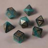 7pcs Polyhedral Dice Set  Vintage Dragon Engraved Gemstone Style Dice for DND, Dungeons & Dragons, RPG Tabletop Games (Peacock Blue Cats Eye) view 3