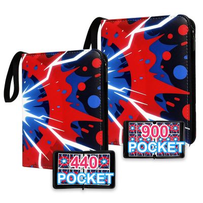 2 pack 440 Card Binder 4 Pocket and 900 Card Binder 9 Pocket Trading Card Binder High Storage Waterproof Card Holder