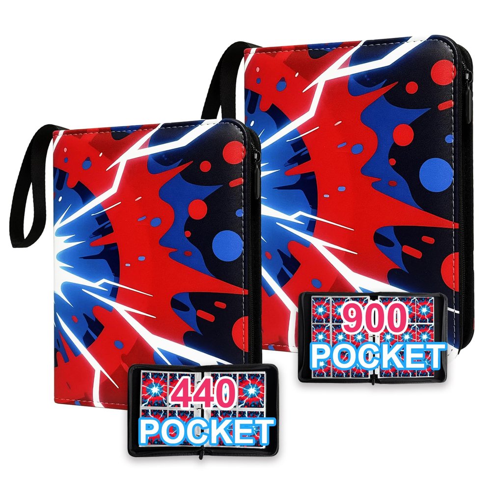 2 pack 440 Card Binder 4 Pocket and 900 Card Binder 9 Pocket Trading Card Binder High Storage Waterproof Card Holder