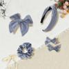 DUOJINSANXI 5 Pcs Striped Hair Bows School Uniform Knotted Striped Headband Scrunchies Hair Bow Set Alligator Clips for Toddler Girls Accessories for Little School Girls (Navy Blue) view 4