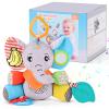 CaftyMids Baby Toys 0-6-12 Months: Elephant with Detachable Touch-Sensitive Sound Box (30 Sounds), Removable Bib, Teether, Rattle, BB Squeaker, Mirror | Attaches to Strollers, Car Seats, Carriers view 1