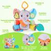 CaftyMids Baby Toys 0-6-12 Months: Elephant with Detachable Touch-Sensitive Sound Box (30 Sounds), Removable Bib, Teether, Rattle, BB Squeaker, Mirror | Attaches to Strollers, Car Seats, Carriers view 2