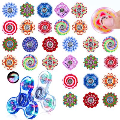 Bulk Fidget Spinners Set, 50 Pcs Sensory Fidget Toys with Unique Patterns & 2 Pcs LED Light Up Spinner, Stress Relief Toys for Kids with ADHD Autism, Party Favors, Goodie Bag Stuffers, Classroom Prize