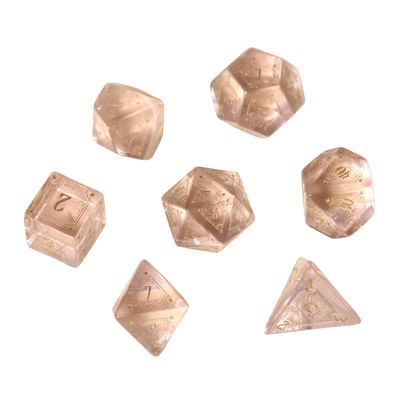 7pcs Polyhedral Dice Set Vintage Dragon Engraved Gemstone Style Dice for DND, Dungeons & Dragons, RPG Tabletop Games (K9 Crystal Pink)