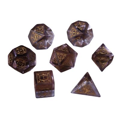 7pcs Polyhedral Dice Set Vintage Dragon Engraved Gemstone Style Dice for DND, Dungeons & Dragons, RPG Tabletop Games (K9 Crystal Purple)