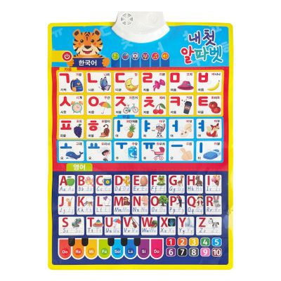 Korean Alphabet Poster for Kids, Interactive Alphabet Wall Chart, Learn Korean Letters and Words, Korean Learning Toys for Beginners