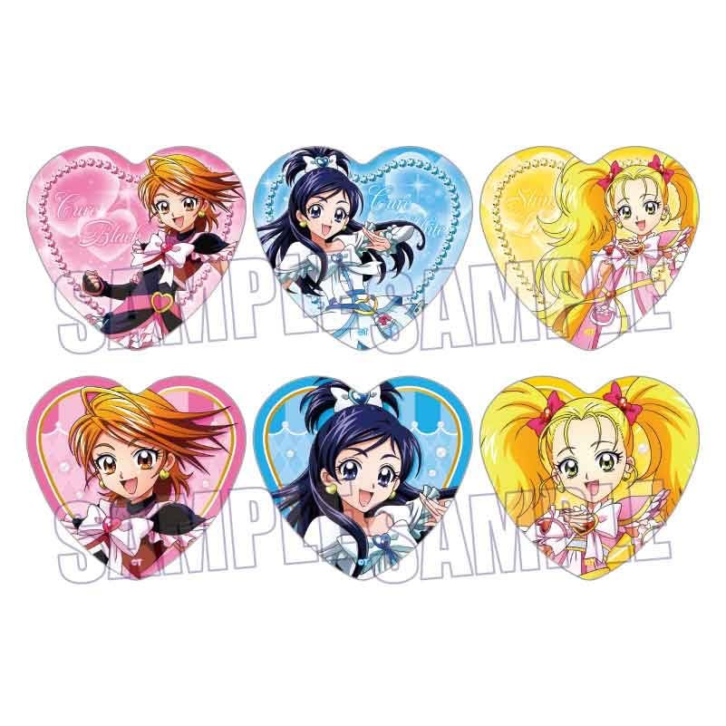Bellhouse Futari wa Pretty Cure Max Heart Trading Heart Tin Badge Action Version, 1 Box, Approx. W 2.2 x H 2.0 inches (57 x 52.5 mm), Tin