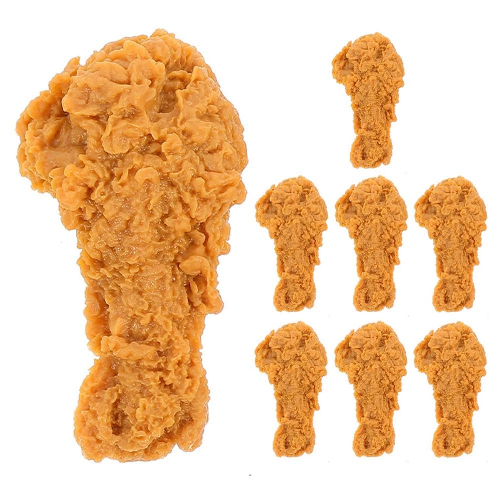 Beaupretty 8pcs Artificial Fried Chicken Legs, Realistic Drumstick Model, Lifelike Food Prop for Kitchen, Restaurant, Home Party Decoration, Photography Display, Chocolate, PVC, 3. 34 X 1. 77 X 1. 10
