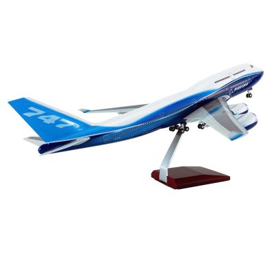 Airplane Model 18.5 Inch 1: 150 Scale Models Jet Airplane Prototype B747 Plane Diecast Collectibles Resin Aircraft Model for Collection Or Gift(Blue,Ordinary)