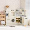 ROBOTIME Kids Kitchen Playset, Corner Wooden Play Kitchen with Fridge, Oven, Sink, Microwave & Washer, Realistic Lights & Sounds, Toddler Wooden Kitchen Toy Gift for Boys & Girls Ages 3+ view 1