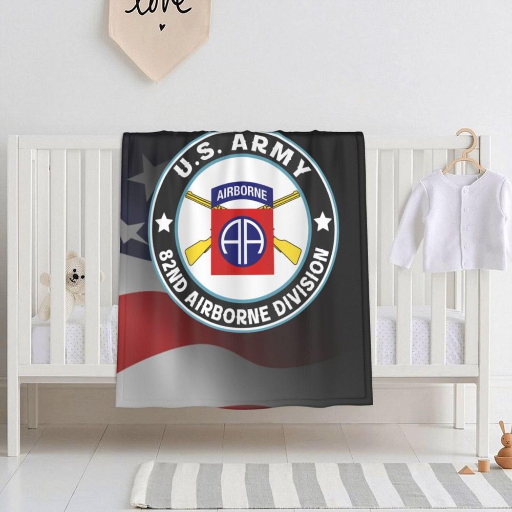 82nd Airborne Division with Crossed Rifles 30x40 Inch Soft Blanket Cozy Stylish Safe for Baby in Comfort