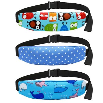 3 Pcs Baby Carseat Head Support,Car Seat Straps Pillow Support Ban,Stroller Neck Relief Strap Headrest,Slumber Sling Sleep Positioner for Toddler Infants Child Children Kids (Dots, Owls, Whales)