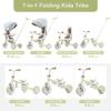7 in 1 Baby Tricycle, Foldable Toddler Tricycle with Removable and Adjustable Parent Handle, Toddler Push Bike with Removable Pedal, Canopy, and Guardrail, Tricycle for 12-72 Months (Green) view 3