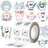 1000PCS Tooth Stickers Roll, 2 Rolls 10 Styles Cartoon Teeth Fairy Sticker, Dental Reward Stickers for Dentist, Classroom, Scrapbooking, Party Favors, DIY Crafts view 1