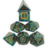 7pcs Polyhedral Dice Set  Vintage Dragon Engraved Gemstone Style Dice for DND, Dungeons & Dragons, RPG Tabletop Games (Pearl Green Finish) view 1